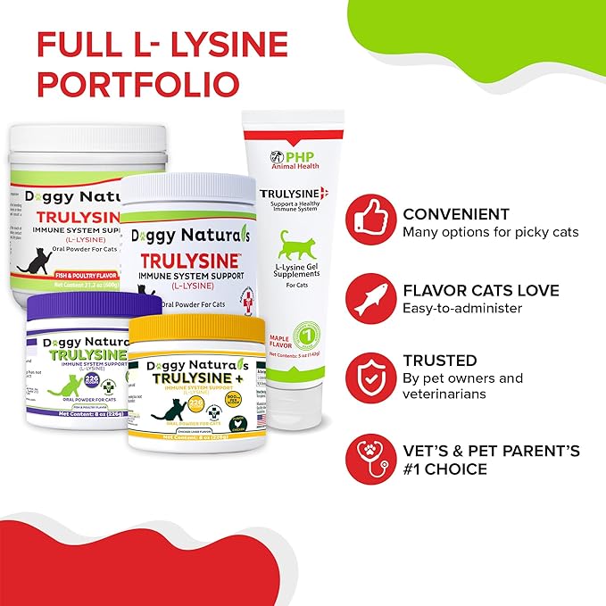 Trulysine Viralysine Gel L-Lysine Supplement for Cats 10 oz - Cats &amp Kittens of All Ages - Immune Health - Sneezing Runny Nose Squinting Watery Eyes - Palatable Maple Flavor