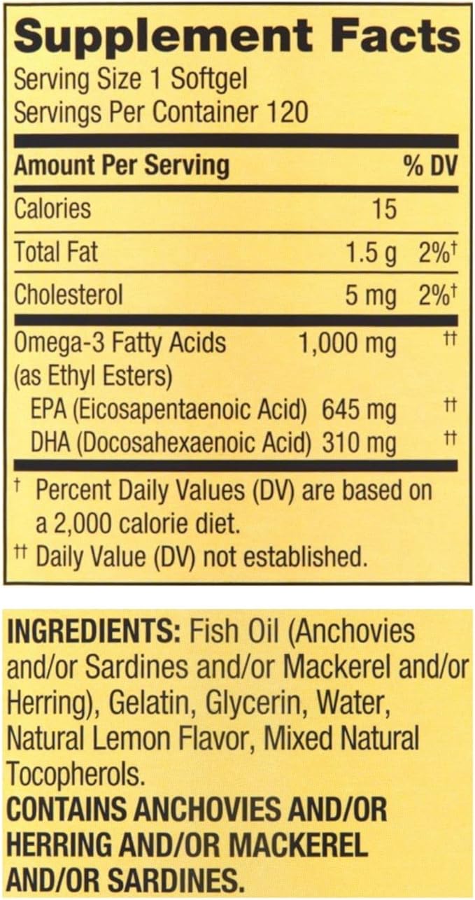 Spring Valley Omega-3 from Fish Oil 1000 mg 120 Count + STS Sticker.
