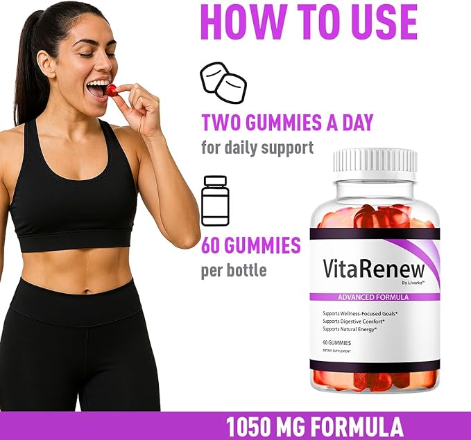 (3 Pack) VitaRenew Gummies - Original VitaRenew Advanced 1050MG Formula - Maximum Strength Supplement Gummy Official Formula Vita Renew All Natural Overall Wellness Support 180 Gummies for 3 Months