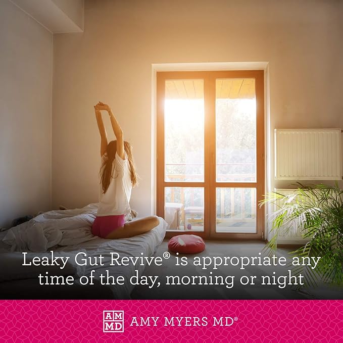 Amy Myers MD Leaky Gut Revive - L-Glutamine Digestion Support - Healthy Gut Aid with Marshmallow &amp Licorice Root - Aids Mucosal Lining - 201 g Strawberry Lemonade (30 Servings)