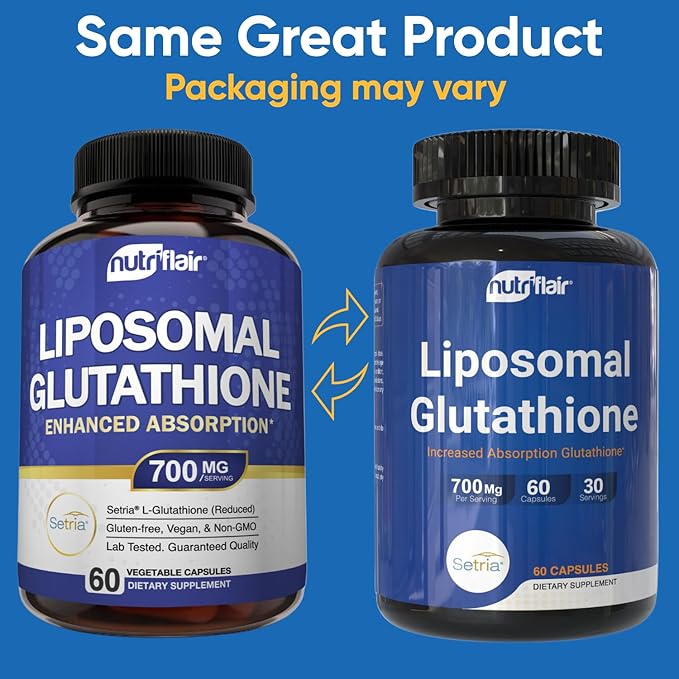 NutriFlair Liposomal Glutathione Supplement 700mg – Setria® Reduced L-Glutathione 60 Capsules