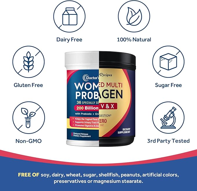 Doctor's Recipes Multi Collagen Peptides Powder 16oz and Probiotics for Women 30 Caps