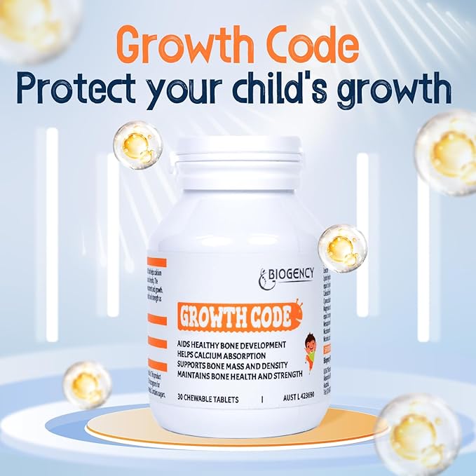2 Pack Growth Code Natural Growth Supplement for Children and Teens - Vitamins D3 K2 Niacinamide Bone Strengthening - Children's Vitamins Made in Australia 30 Tablets