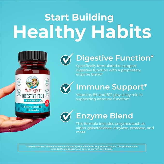 MaryRuth Organics Digestive Enzymes | Up to 2 Month Supply | Vegan Digestive Health Aid and Gut Health Enzyme Complex | Over 12 Enzymes | Vitamins B6 &amp B12
