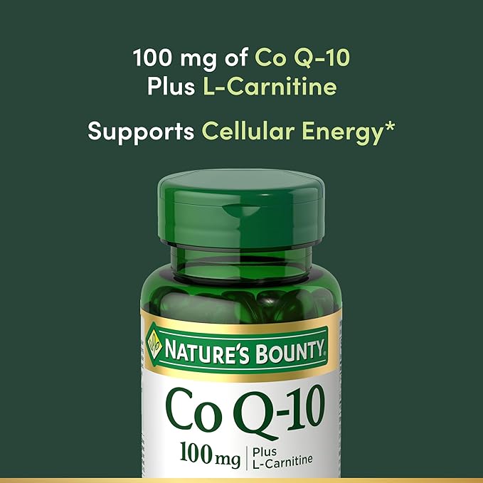 Nature's Bounty CoQ10 Supports Heart Health 100mg Plus L-Carnitine 60 Softgels (Pack of 2)