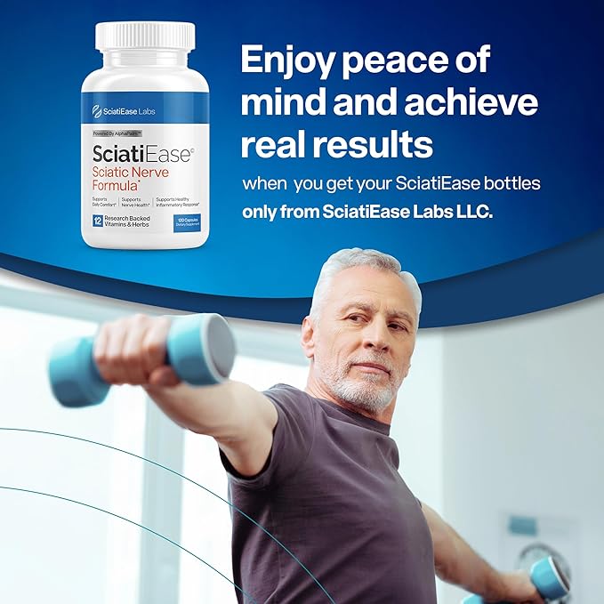 SciatiEase Sciatic Nerve Health Support Supplement - Nerve Support Formula with AlphaPalm Pea Vitamin B Complex Alpha Lipoic Acid 300mg - 120 Capsules