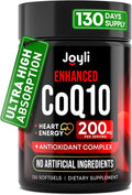 High Absorption CoQ10 200MG - Co Q10 200mg Softgels for Heart Health &amp Energy Production - Enhanced Co Q 10 Supplement with Antioxidants and Flaxseed Oil - CoQ10 200 mg Per Serving