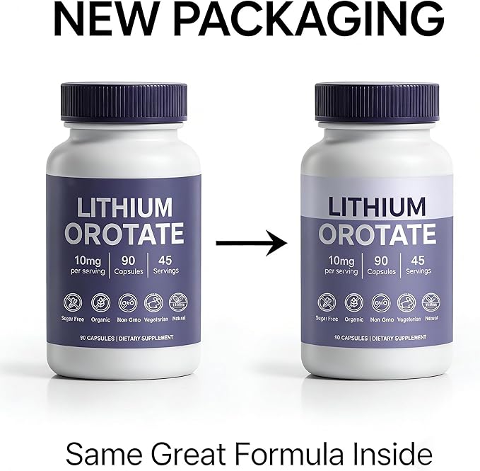 Lithium Orotate 10mg Anxiety Stress &amp Mood Support Lithium Orotate Capsules Supplement Vegan &amp Non-GMO Gluten-Free 90 Capsules (1)