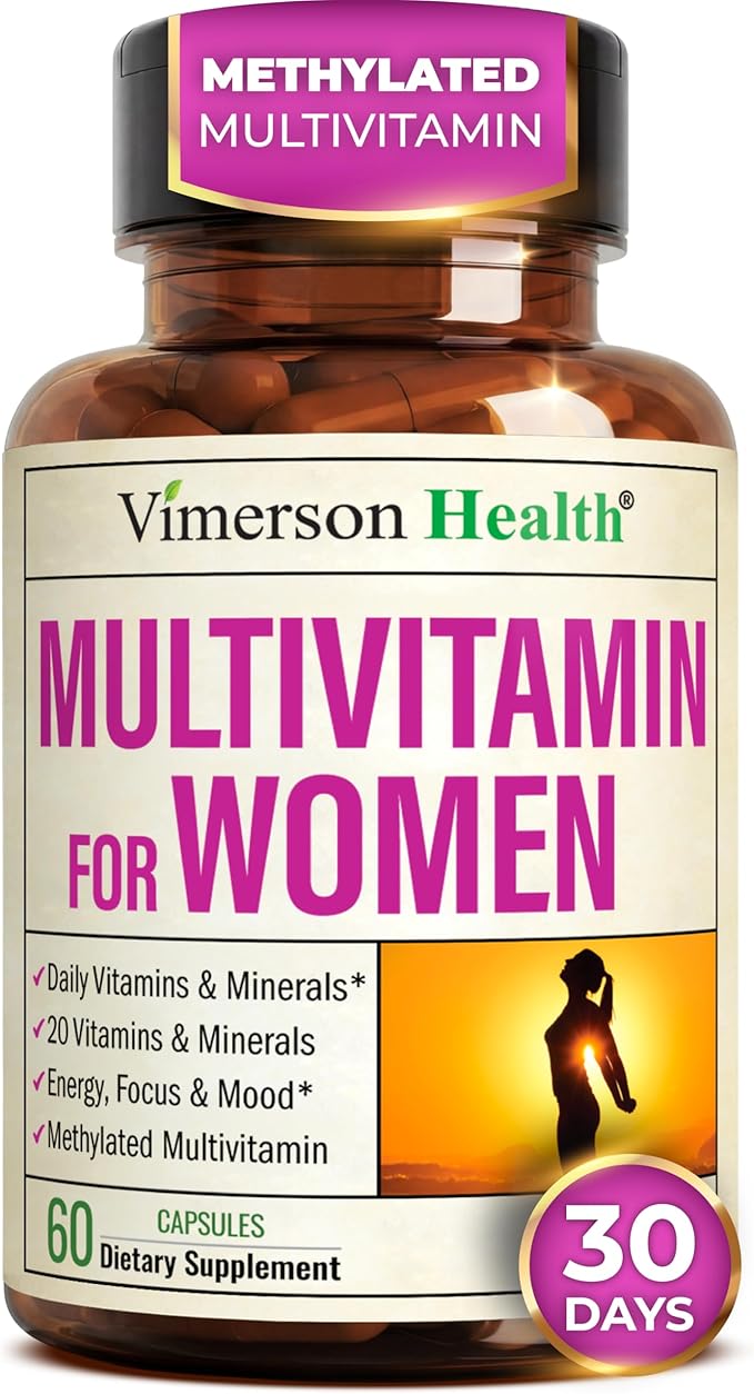Multivitamin for Women with Methylated Vitamins and Chelated Minerals for Energy Focus and Immune Health – Premium Daily Womens Multivitamins &amp Multiminerals – 60 Capsules