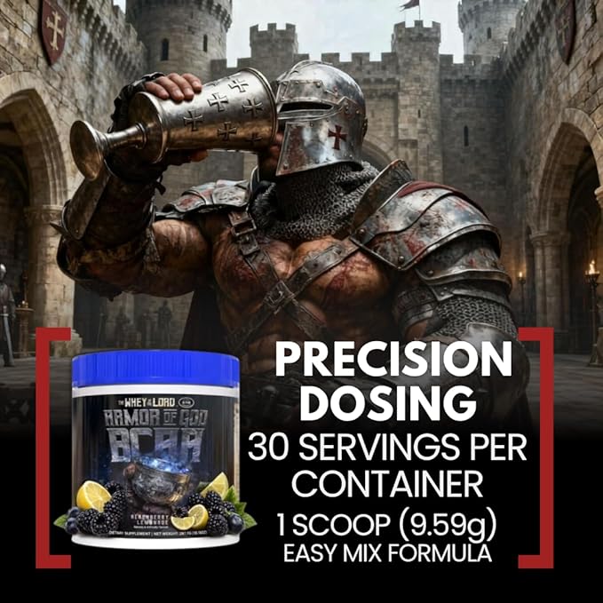 Armor of God BCAA Amino Acid Recovery Supplement Muscle Repair Endurance Hydration Workout Support (BlackBerry Lemonade)