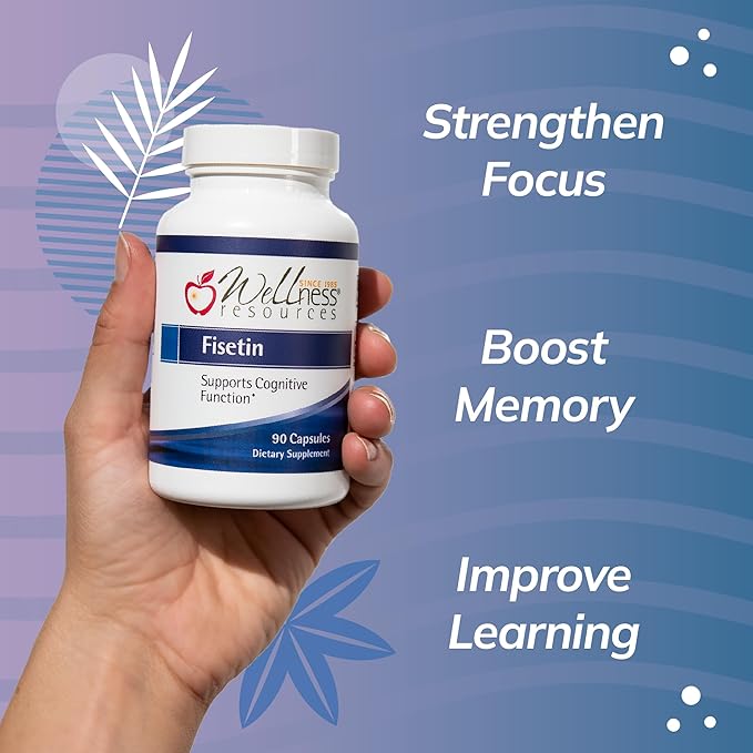 Wellness Resources Fisetin - Novusetin Fisetin Supplement for Longevity Memory Focus Brain Health - Senolytic and Situin Activator - Gluten-Free Non-GMO Vegan (100mg 90 Capsules)