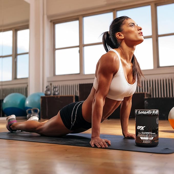 EFX Sports Aminozorb Elite 21 | PH-Correct Full Spectrum Aminos + Glutamine | Essential &amp Non Essential Aminos | Zero Sugars | 30 Servings (Orange Splash)