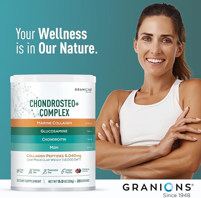 Granions Glucosamine Chondroitin MSM Powder and Marine Collagen Lemon Powder - Joint Support Bundle