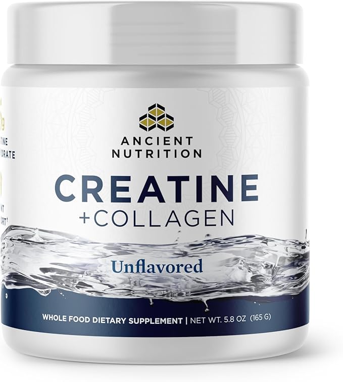 Ancient Nutrition Creatine + Collagen – Muscle Strength Lean Body Mass Joint Comfort &amp Cognitive Support – Includes 5g Creatine Monohydrate for Women 30 Servings