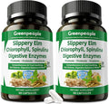 GREENPEOPLE Digestive Enzymes for Women &amp Men-Ultra Gut Health &amp Cleanse With Slippery Elm Chlorophyll Spirulina Probiotics Complex-Complete Gut Supplement for Mood &amp Relaxation Gentle
