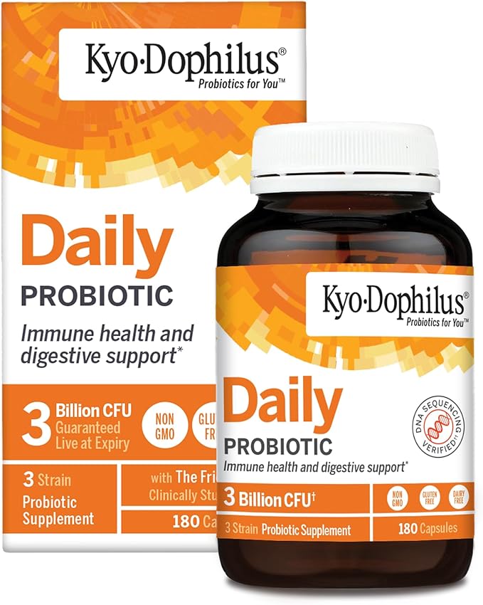 Kyo-Dophilus Daily Probiotic - Immune &amp Digestive Health Support* - Clinically Studied Friendly Trio Strains - Adult Probiotic Capsules - 180 Capsules (90 Servings)
