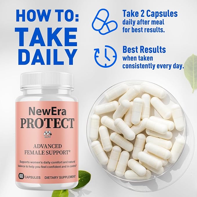 New Era Protect Capsules Official Newera Protect Pills for Women with All Natural Ingredients Advanced Formula New EraProtect Womens Health and Wellness Support Vitamin Supplement (60 Capsules)