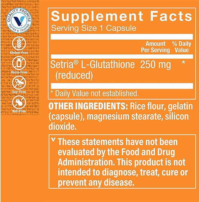 The Vitamin Shoppe Reduced Glutathione Antioxidant 250 (100 Capsules) (100 Capsules)
