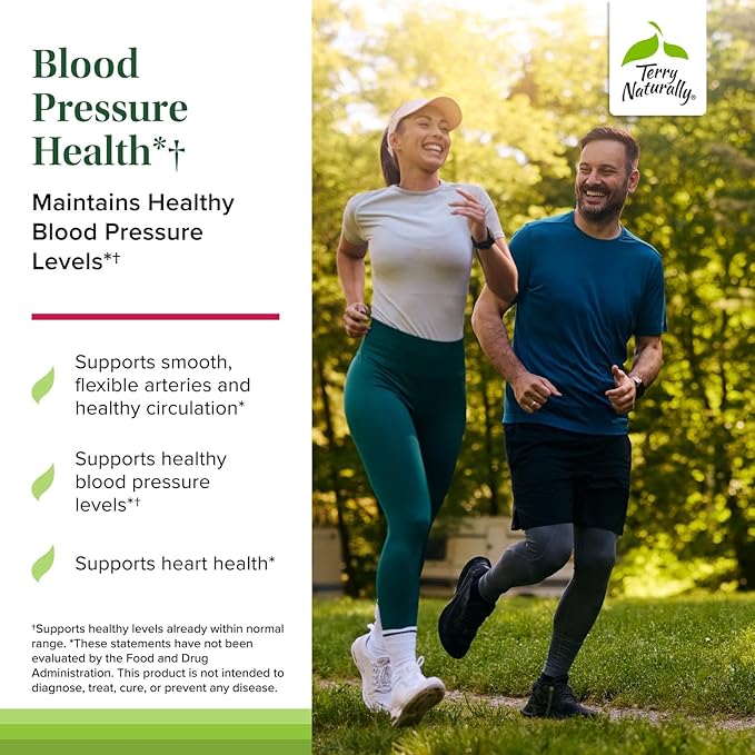 Terry Naturally Blood Pressure Health - 60 Vegan Capsules - Promotes Healthy Circulation &amp Blood Pressure Levels - Non-GMO Gluten Free - 60 Servings