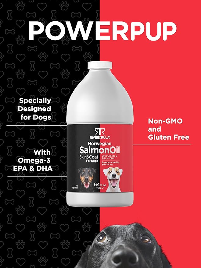 Horbaach Norwegian Salmon Oil for Dogs (64oz) | Supports Healthy Skin and Coat | with Omega 3 EPA &amp DHA | Liquid Pet Supplement | Non-GMO Gluten Free