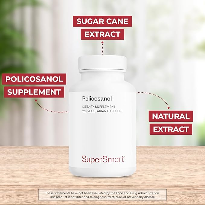 Supersmart - Policosanol 40mg per Day - Sugar Cane Extract | Non-GMO &amp Gluten Free - 120 Vegetarian Capsules