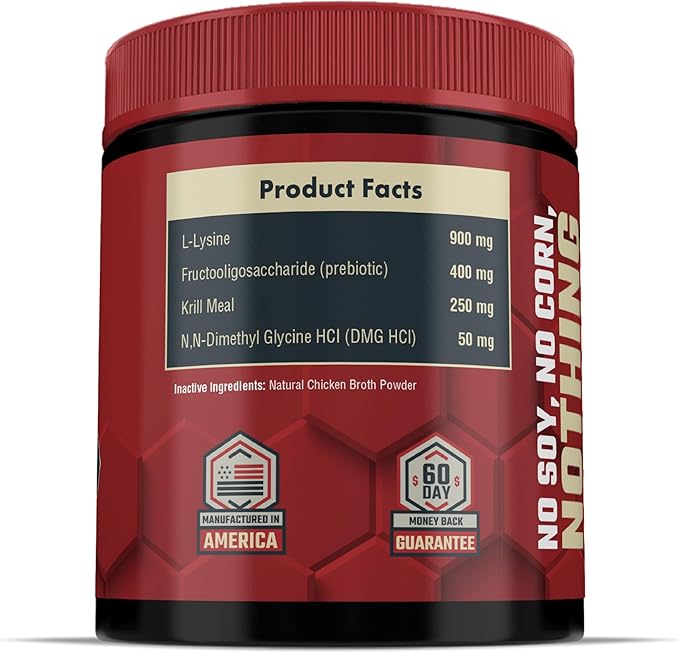 L-Lysine for Cats and Kittens - 900 mg L Lysine Powder for Cats for Immunity &amp Respiratory Support - Cat Supplement with L-Lysine Prebiotics Krill &amp DMG for Immune System Eye Health &amp