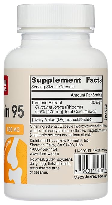 JARROW FORMULAS Curcumin Vegetarian Capsules 500 mg 60 CT