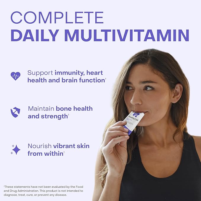 Healthycell Bioactive Daily Liquid Multivitamin for Men &amp Women – 20+ Essential Vitamins Minerals &amp Antioxidants for Brain Heart Immune Support Skin &amp Hair Support - 14 Gel Packs