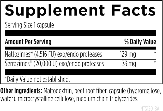 Designs for Health Nattokinase with Serrapeptidase - Natto-Serrazime + Proteolytic Enzymes - Designed to Support a Healthy Circulatory System + Immune Health - Non-GMO Supplement (120 Capsules)