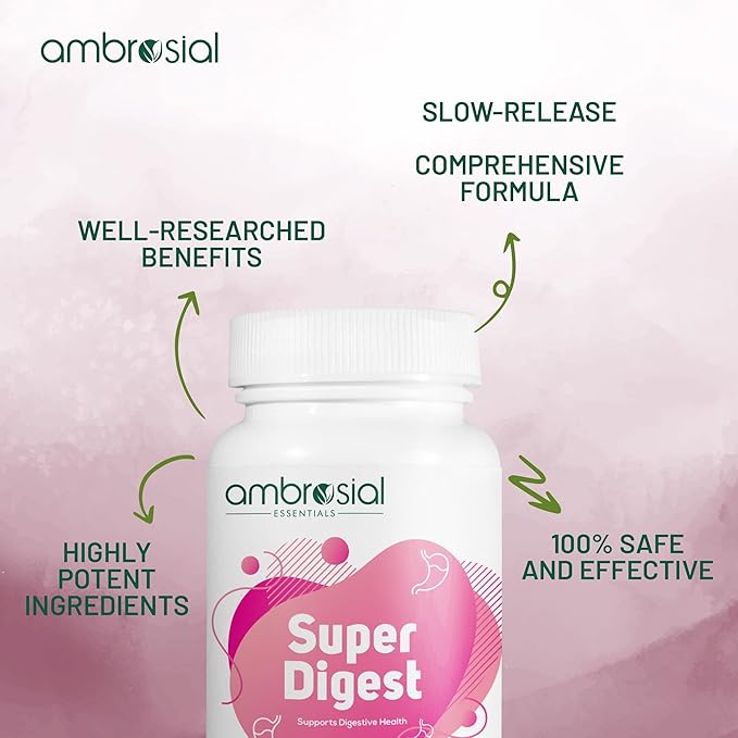 AMBROSIAL Super Digest Digestive Enzymes Supplement Pack of 1-60 Capsules