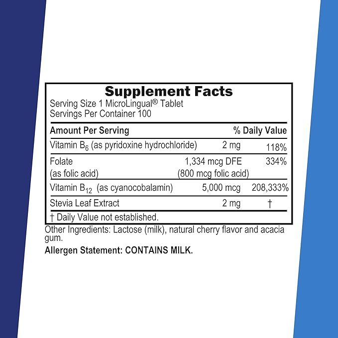 Superior Source No Shot Vitamin B-12 Cyanocobalamin 5000 mcg B-6 Folic Acid 800 mcg - Support Brain &amp Heart Health - Aids Natural Energy Levels - 100 Sublingual Dissolving Tablets