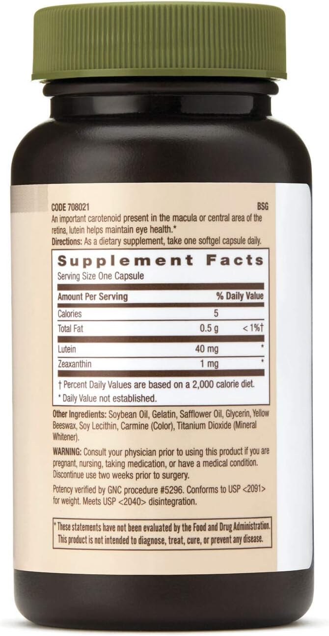 GNC Lutein 40mg Supports Eye Health 60 Softgels