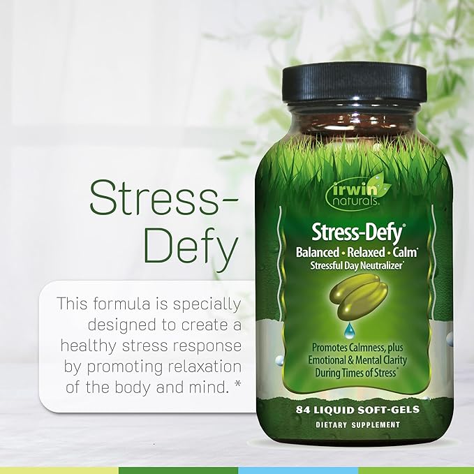 Irwin Naturals Stress-Defy Mood Support – 84 Liquid Soft-Gels – Calm Balance &amp Emotional Wellness