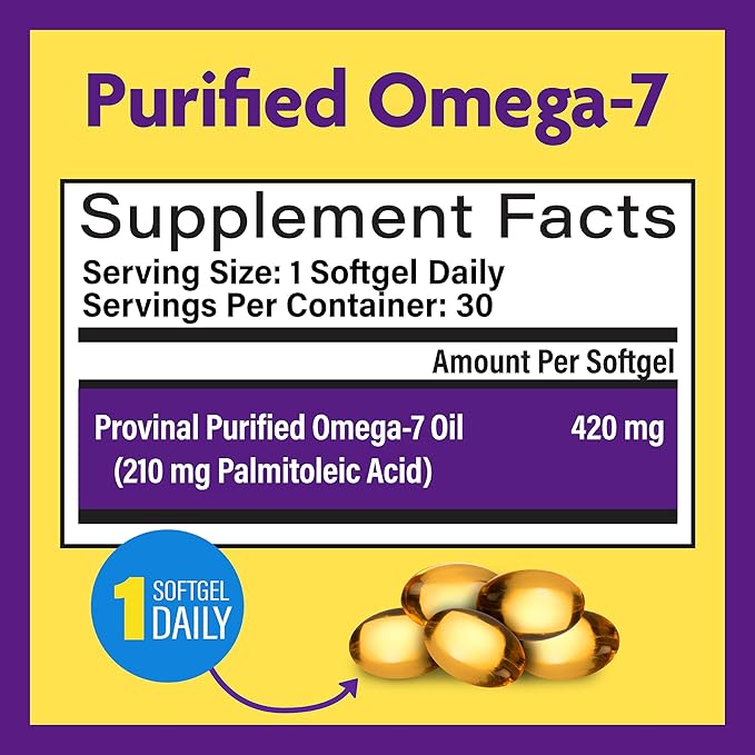 InnovixLabs Purified Omega 7 Supplement - 210 mg Omega-7 Palmitoleic Acid Fish Oil for Metabolism &amp Triglyceride Support Essential Fatty Acids IFOS Approved 30 Softgels (Pack of 2)