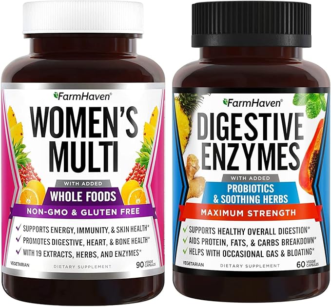 FarmHaven Digestive Enzymes with 18 Probiotics &amp Herbs Multivitamin for Women