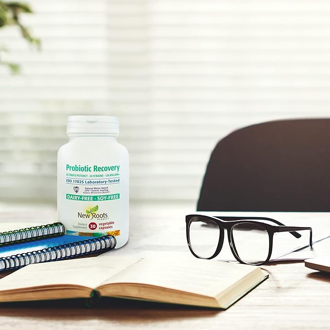 NEW ROOTS HERBAL Probiotics Recovery 20 Strains 120 Billion CFU – Dairy Free Soy Free - GPS™ enteric Coated for 100% delivery to The Intestines | Refrigerated (30 caps)