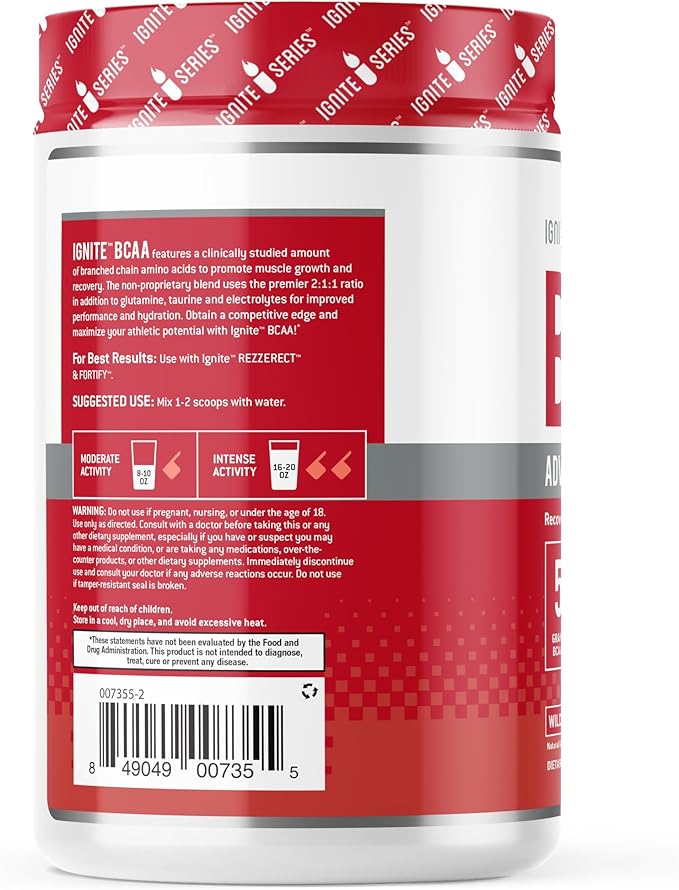Complete Nutrition Ignite Series BCAA Advanced Amino Acid Complex Supports Muscle Recovery Hydration &amp Growth 5g BCAA 3g Glutamine 13 oz Tub (30 Servings)