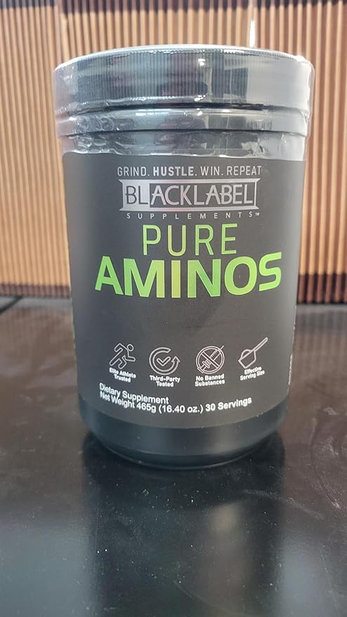 BLACKLABEL Supplements Pure AMINOS Essential Amino Acids Green Apple 30 Servings – Vegan Post-Workout Recovery Powder – Low Calorie Amino Acid Supplement for Muscle Support and Performance