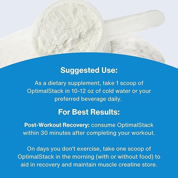OptimalStack Creatine Monohydrate HMB &amp Vitamin D3 Stack | with Creapure Creatine Clinical Dosage of myHMB and Vitamin D3 | NSF for Sport Certified | Unflavored 30 Servings
