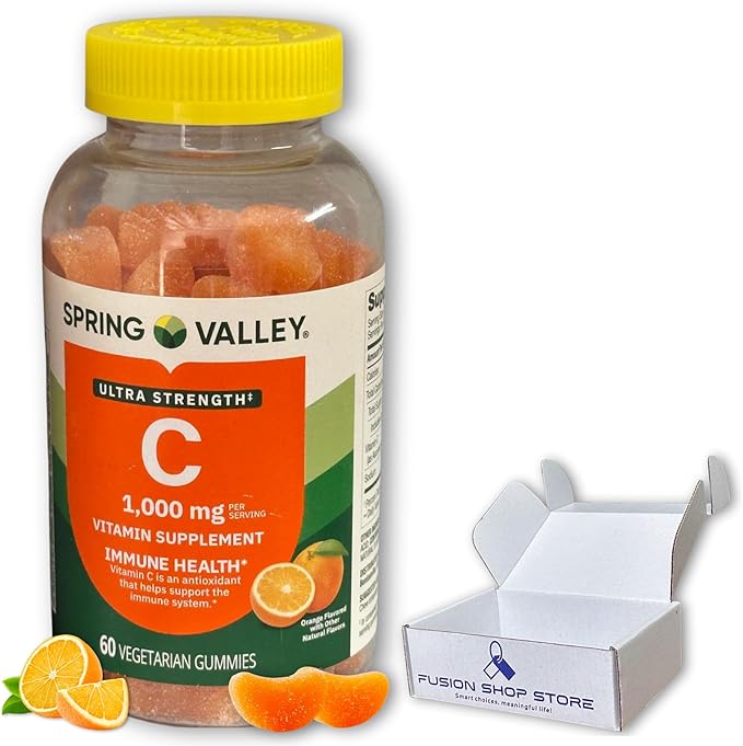 Vitamin C Ultra Strength- 1000mg Vegetarian Gummies Orange Flavor 60ct (Pack of 1) Boxed by Fusion Shop Store