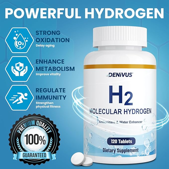 Hydrogen Water Tablets with Magnesium - 120 Tablets Fast-Dissolving H2 Molecular Hydrogen Supplements for Brain Health Cognitive Function Energy &amp Metabolism Support (2 Pack)