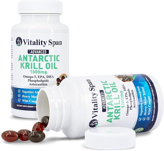 Krill Oil 1000mg Softgels Omega 3 Astaxanthin Choline DHA EPA Superior Absorption Extra Strength No Fish Oil Aftertaste 120 Small Size Softgels
