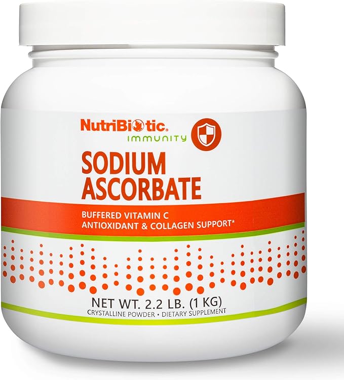 NutriBiotic - Sodium Ascorbate Buffered Vitamin C Powder 2.2 Lb | Vegan Non-Acidic &amp Easier on Digestion Than Ascorbic Acid | Essential Immune Support &amp Antioxidant Supplement | Gluten &amp