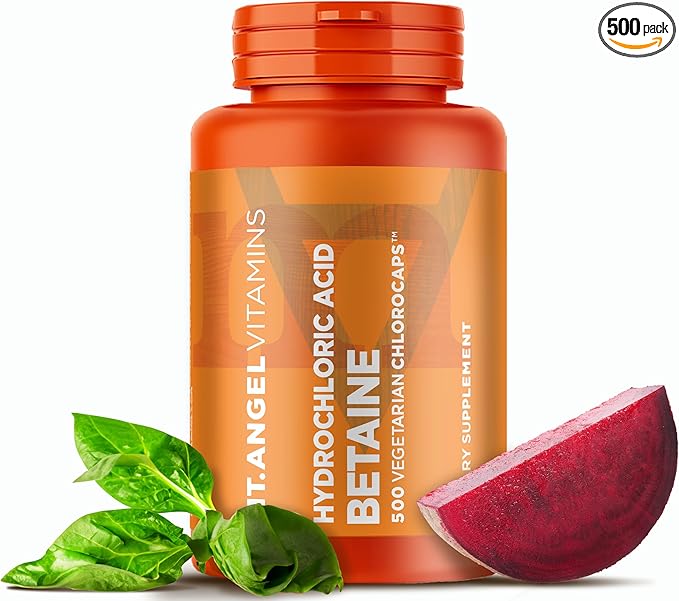 Mt. Angel Vitamins - Hydrochloric Acid Betaine Supports Healthy Digestion &amp Gastric Juices (500)