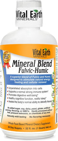 Vital Earth Minerals Fulvic Humic Mineral Blend Liquid – Fulvic Acid Supplement with 70+ Trace Minerals Electrolytes for Recovery Balance &amp Energy 32 Oz + 1 Oz Cup