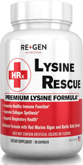 Re+Gen Nutrition Lysine Rescue Amino Acid Supplement for Stronger Immune Health &amp Collagen Synthesis in Women &amp Men Promotes Lips &amp Skin Health Natural Pure L-lysine 90 Capsules 45 D