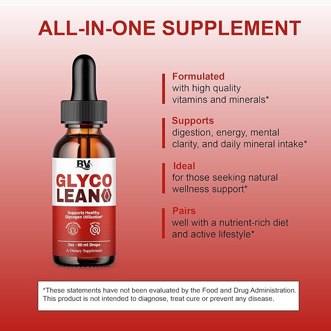BLUE VIBE Glyco Lean Drops Glyco Lean Liquid Drop Supplement Maximum Strength Overall Health &amp Wellness Support GlycoLean Daily Health Support Liquid Formula Supplement (1 Pack - 2oz / 60ml)