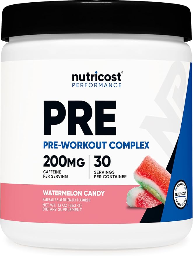 Nutricost Pre-Workout Powder (Watermelon Candy) 30 Servings - GMO-Free Gluten-Free Vegetarian