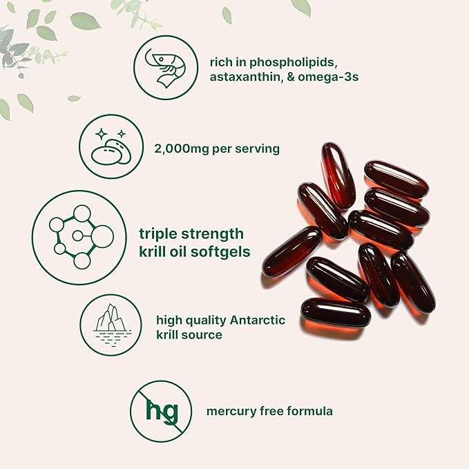 Micro Ingredients Antarctic Krill Oil Supplement 2000mg Per Serving 240 Softgels Triple Strength Rich in Omega-3s EPA DHA &amp Natural Astaxanthin Supports Immune System &amp Brain Health