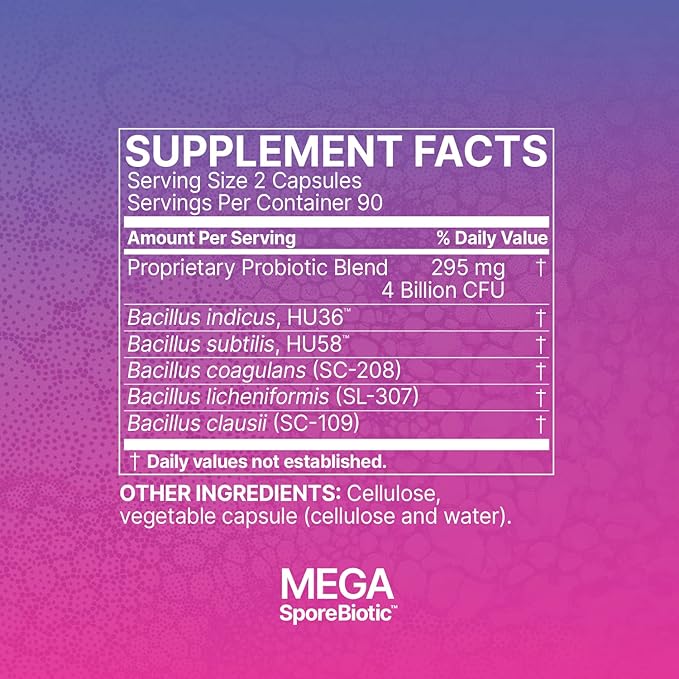 Microbiome Labs MegaSporeBiotic Probiotics for Women &amp Men - Spore-Based Probiotic for Gut Health &amp Digestive Support - Shelf-Stable Travel-Friendly Mens &amp Womens Probiotics (180 Capsule